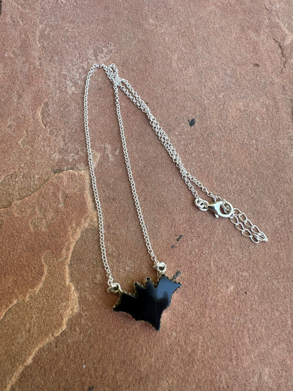 Beautiful Handmade Sterling Silver & Onyx Bat Necklace