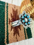 Navajo Sterling Silver & Turquoise Flower Cuff Bracelet