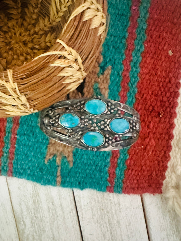 Old Pawn Navajo Sterling Silver & Turquoise Cuff Bracelet