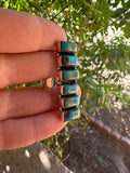 Handmade Turquoise & Sterling Silver 6 Stone Rectangular Stone Adjustable Ring Signed Nizhoni