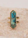 “The Golden Collection” Wild & Free Handmade Natural Turquoise 14k Gold Plated Adjustable Ring