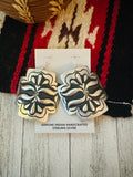 Navajo Sterling Silver Concho Cross Earrings