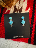 Navajo Sterling Silver & Turquoise Diamond Dangle Earrings