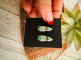 Navajo Turquoise 8 & Sterling Silver Inlay Half Hoop Earrings