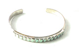 Navajo White Fire Opal & Sterling Silver Inlay Cuff Bracelet