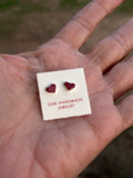 Zuni Coral & Sterling Silver Heart Stud Earrings