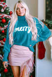 Double Take Full Size Merry Christmas Turtleneck Long Sleeve Sweater