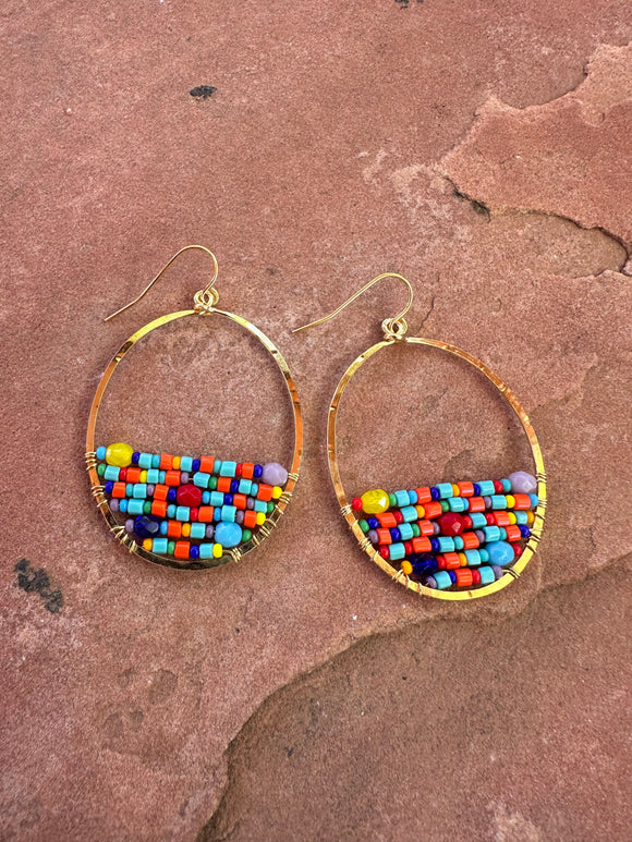 “The Golden Collection” Boho Brights Handmade Beaded & 14k Gold Plated Earrings