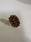 “Desert Jewel” Handmade Orange Mojave & Sterling Silver Adjustable Ring Signed Nizhoni