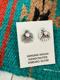 Navajo Sterling Silver & Queen Pink Thunderbird Stud Earrings