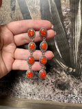 Handmade Orange Fire Opal and Sterling Silver Handmade Dangles