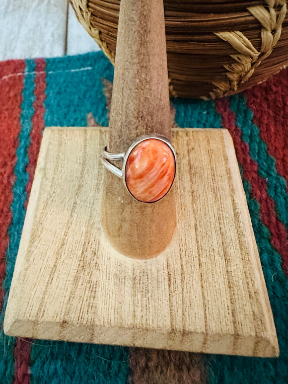 Navajo Sterling Silver & Orange Spiny Ring