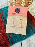 Navajo Sterling Silver & White Opal Cross Dangle Earrings