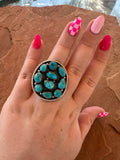 Beautiful Handmade Turquoise And Sterling Silver Adjustable Ring