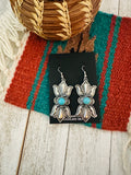 Navajo Hand Stamped Sterling Silver & Turquoise Concho Dangle Earrings