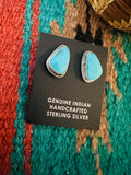 Navajo Kingman Turquoise and Sterling Silver Stud Earrings