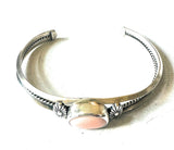 Navajo Queen Pink Conch Shell & Sterling Silver Cuff Bracelet