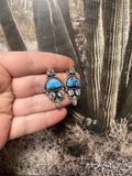 Handmade Golden Hills Turquoise, CZ and Sterling Silver Post Earrings