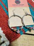 Handmade Pink Dream Mojave & Sterling Silver Dangle Hoop Earrings Signed Nizhoni