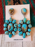 Navajo Turquoise & Sterling Silver Cluster Dangle Earrings