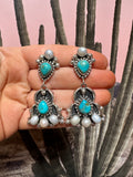 Handmade Turquoise, Mother of Pearl and Sterling Silver Post Dangle Earrings