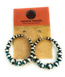 Navajo Turquoise & Sterling Silver Beaded Dangle Earrings