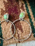 Navajo Turquoise & Sterling Silver Dangle Hoop Earrings