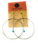 Navajo Sterling Silver & Turquoise Hoop Earrings