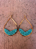 “The Golden Collection” Beach Wave Handmade Turquoise Beaded & 14k Gold Plated Earrings