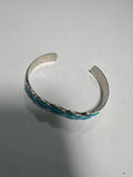 Beautiful Navajo Sterling Silver & Turquoise Bracelet Cuff Signed