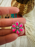 Zuni Sterling Silver & Pink Opal Flower Ring