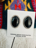 Navajo Onyx & Sterling Silver Post Earrings