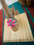 Zuni Sterling Silver & Pink Opal Flower Ring