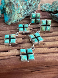 Handmade Royston Turquoise and Sterling Silver Post Dangle Earrings