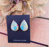 Navajo Turquoise & Sterling Silver Inlay Post Earrings