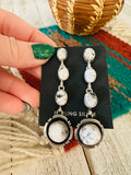 Navajo White Buffalo & Sterling Silver Cowboy Whispers Dangle Earrings