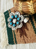 Navajo Sterling Silver & Turquoise Flower Cuff Bracelet