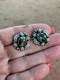 Handmade Number 8 Turquoise & Sterling Silver Post Earrings