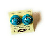 Zuni Sterling Silver & Turquoise Inlay Stud Earrings