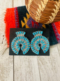 Navajo Sleeping Beauty Turquoise & Sterling Silver Cluster Post Earrings