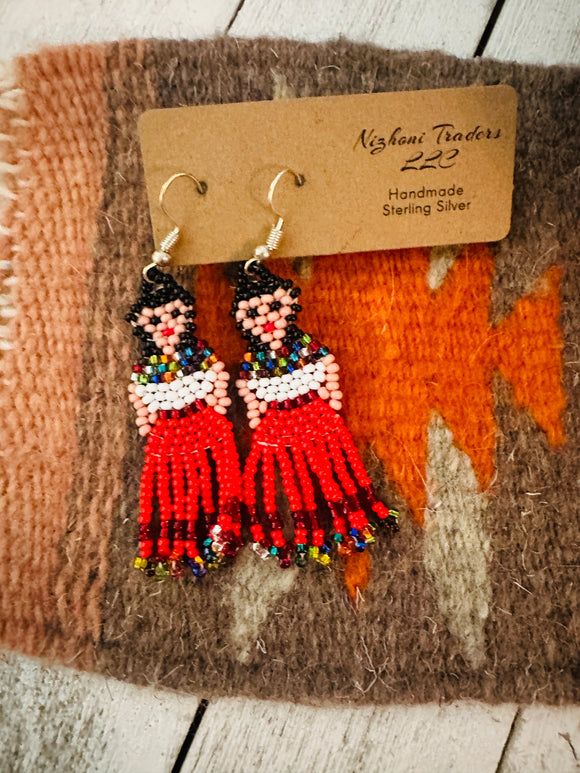 Handmade Multicolor Beaded Lady Dangle Earrings