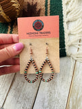 Navajo Copper & Turquoise Beaded Dangle Hoop Earrings