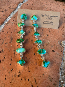 Handmade Sonoran Mountain Turquoise and Sterling Silver 6 Stone Dangles