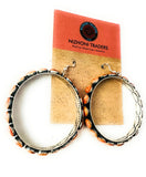 Navajo Orange Spiny & Sterling Silver Dangle Hoop Earrings by Lerry James