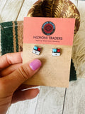 Zuni Sun Face Multi Stone & Sterling Silver Inlay Stud Earrings