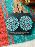 Navajo Sterling Silver & Kingman Turquoise Cluster Post Earrings