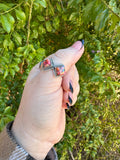 Handmade Pink Dream Mojave And Sterling Silver Diamond Shape Adjustable Ring