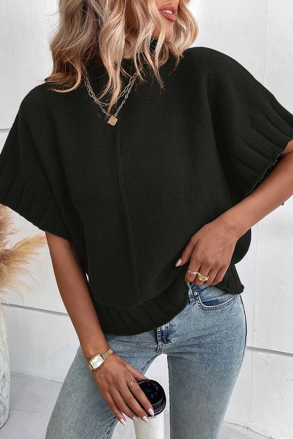 Mock Neck Short Sleeve Sweater