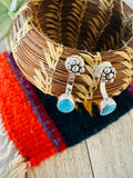 Navajo Sleeping Beauty Turquoise and Sterling Silver Under Lobe Earrings