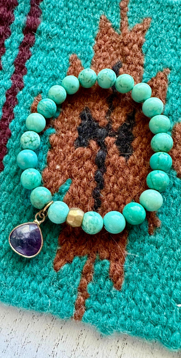 Handmade Beaded Stretch Turquoise Bracelet